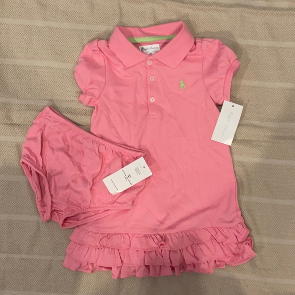NWT pink cotton Ralph Lauren dress, 18 months
